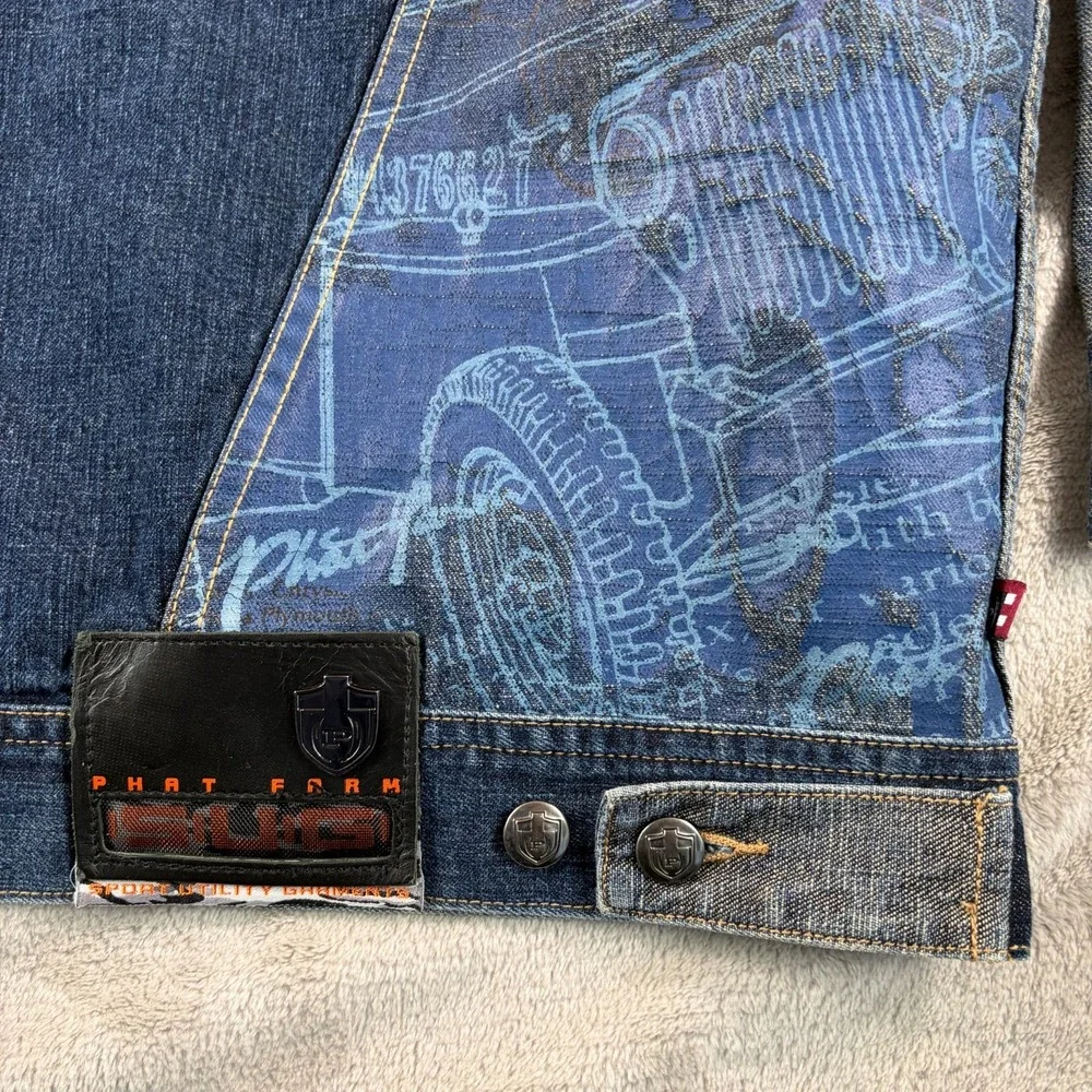 Vintage‎ Y2K Phat Farm Denim Baggy Hip Hop Jacket 3XL Jeans 38x33 Set